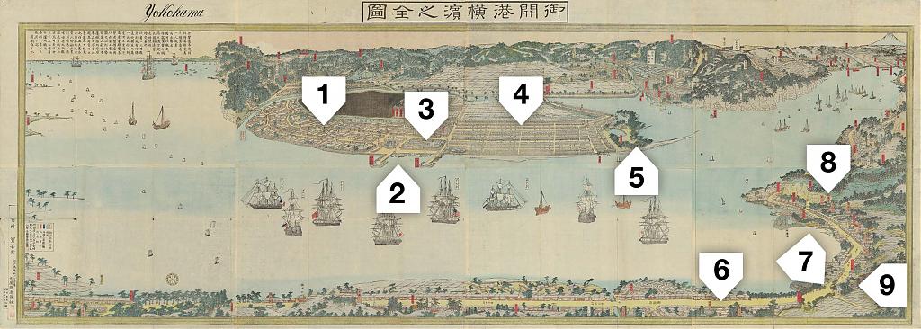 Map of Yokohama in 1860 (Man'en 1)