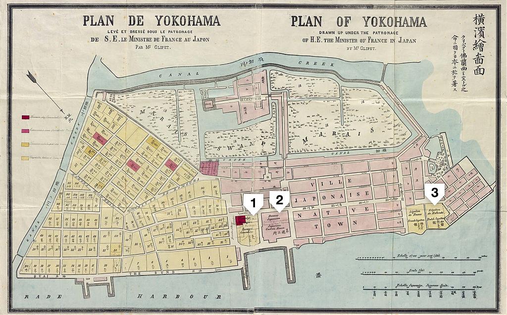 Map of Yokohama, ca. 1865