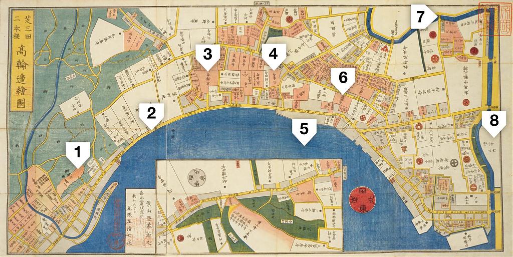 220114-0024-OS - Map of Shiba, Mita, and Takanawa in Edo, 1855