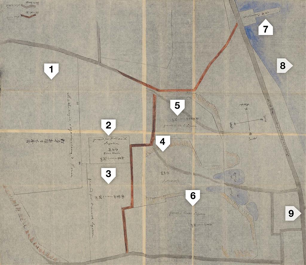 Gotenyama Legations Map, 1862